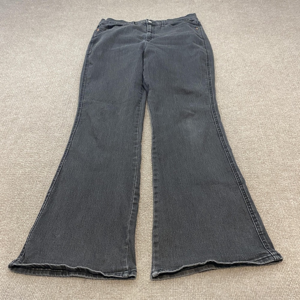 Signature Levi Strauss Flare Jeans Women Size 10 Charcoal Wash High Rise Stretch